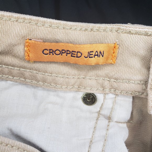 Tory Burch Khaki Tan Cropped Jean Size 28 - Picture 6 of 6